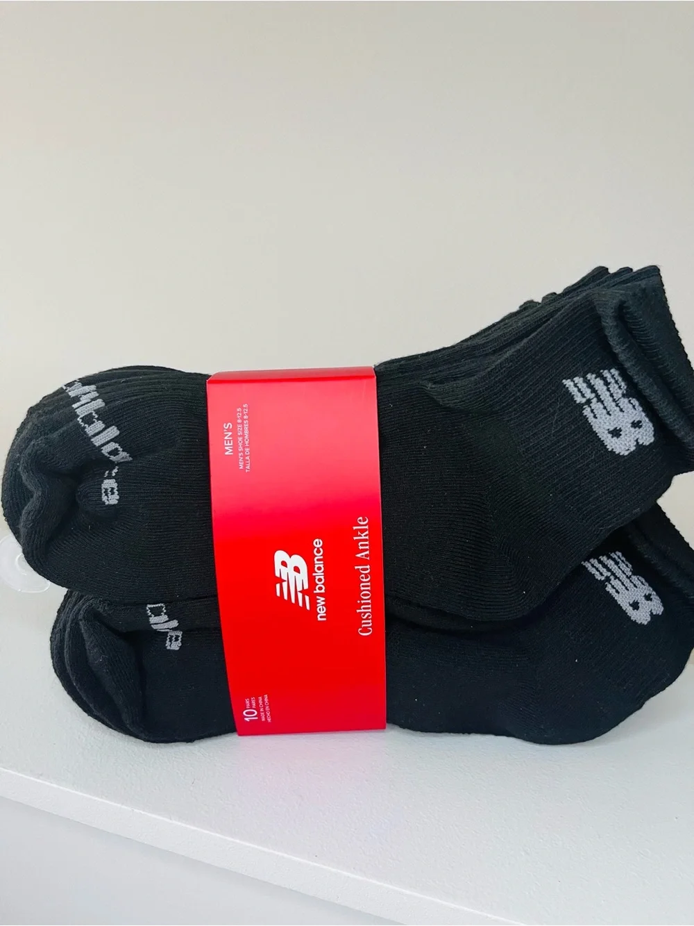 NBA Black Cushioned Ankle Socks with Logo - Pack 10 pair 8-12.5 size